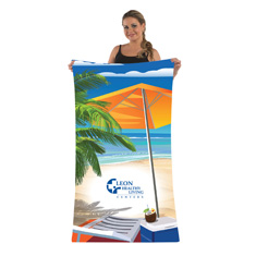 34 x 60, 15 lb. Velour, Day at the Beach Design